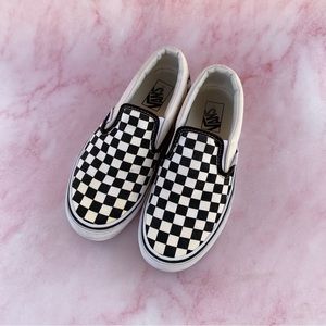 Vans Black and White Checkered Slip Ons